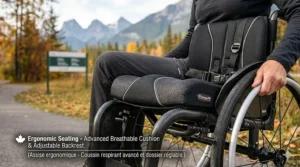 Graphic comparison of carbon fiber and aluminum materials for ultra lightweight wheelchairs. / Comparaison graphique des matériaux en fibre de carbone et en aluminium pour les fauteuils roulants ultra-légers.