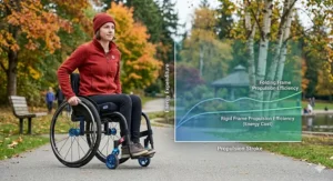 Graph comparing energy expenditure between folding and rigid wheelchair frames.