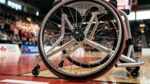 High-traction tires on the best basketball wheelchair designed for Canadian indoor courts.