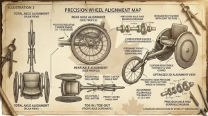 Precision wheel alignment on a racing wheelchair.