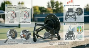 Wide camber bar for increased stability during aggressive turns.