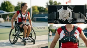 Secure ratchet strapping system for stability during tennis matches.