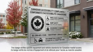 All-weather car transport wheelchair with large rear wheels navigating Canadian winter conditions
