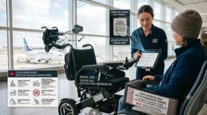 Informational graphic highlighting Canadian Transportation Agency (CTA) regulations for passengers traveling with an airline approved wheelchair.